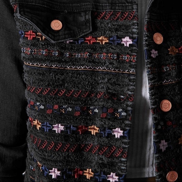 Topshop Moto Black Embroidered Denim Jacket - Picture 4 of 10